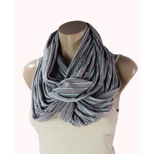 Kickee Viscose Bamboo Blend Striped Infinity Scarf Gray Light Blue Organic Soft